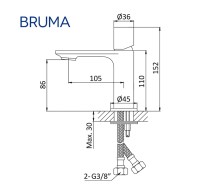 MEDIDAS MONOMANDO LAVABO ADAGIO BRUMA
